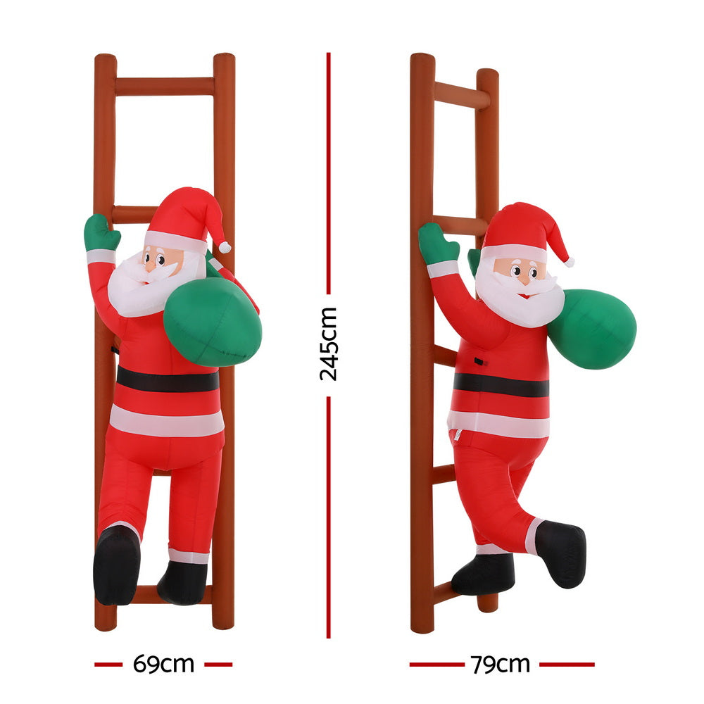 Jingle Jollys Christmas Inflatable Santa Climbing Ladder 2.45M Height LED Decorations Illuminated Occasions > Costumes > Costumes & Accessories Woofy and Whiskers