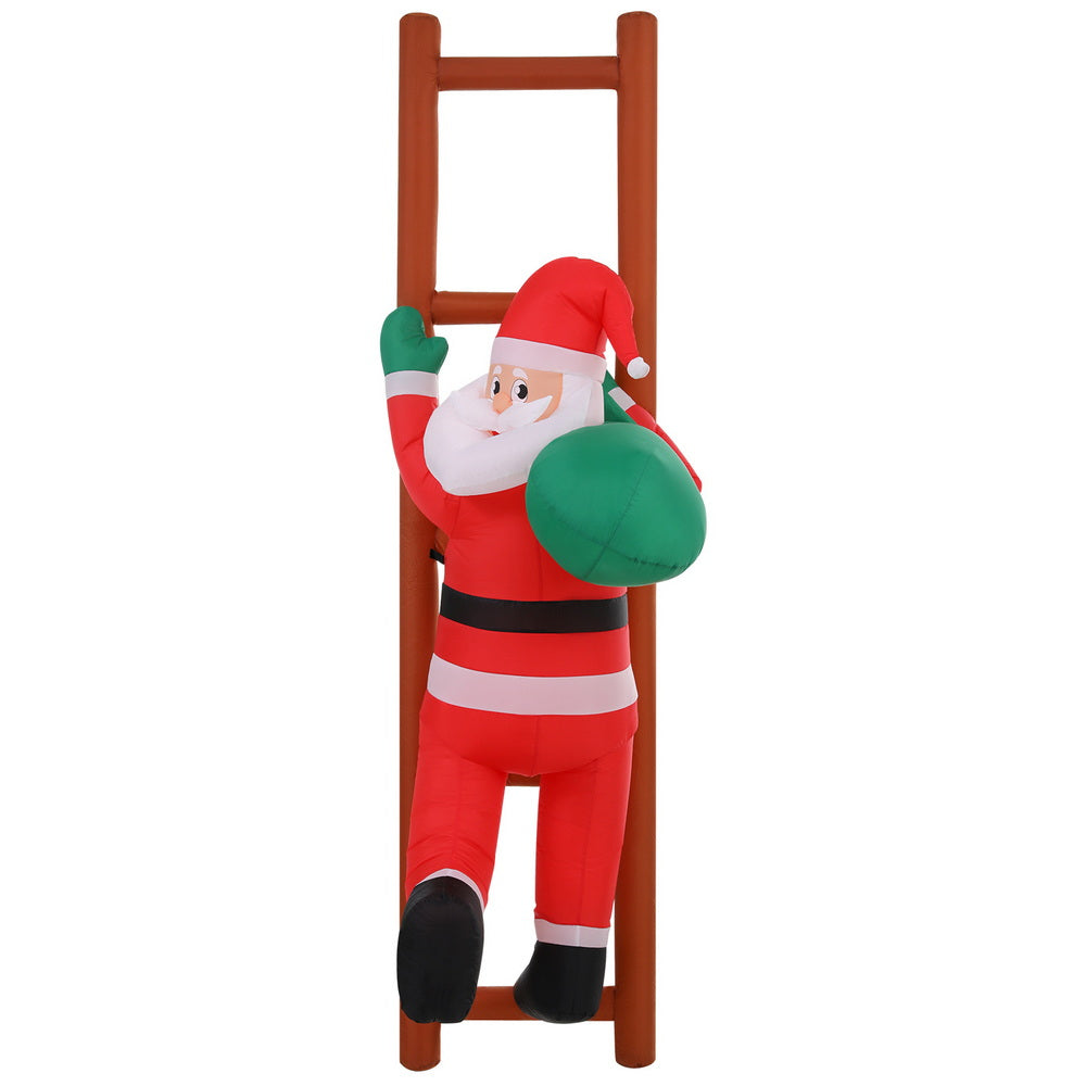 Jingle Jollys Christmas Inflatable Santa Climbing Ladder 2.45M Height LED Decorations Illuminated Occasions > Costumes > Costumes & Accessories Woofy and Whiskers