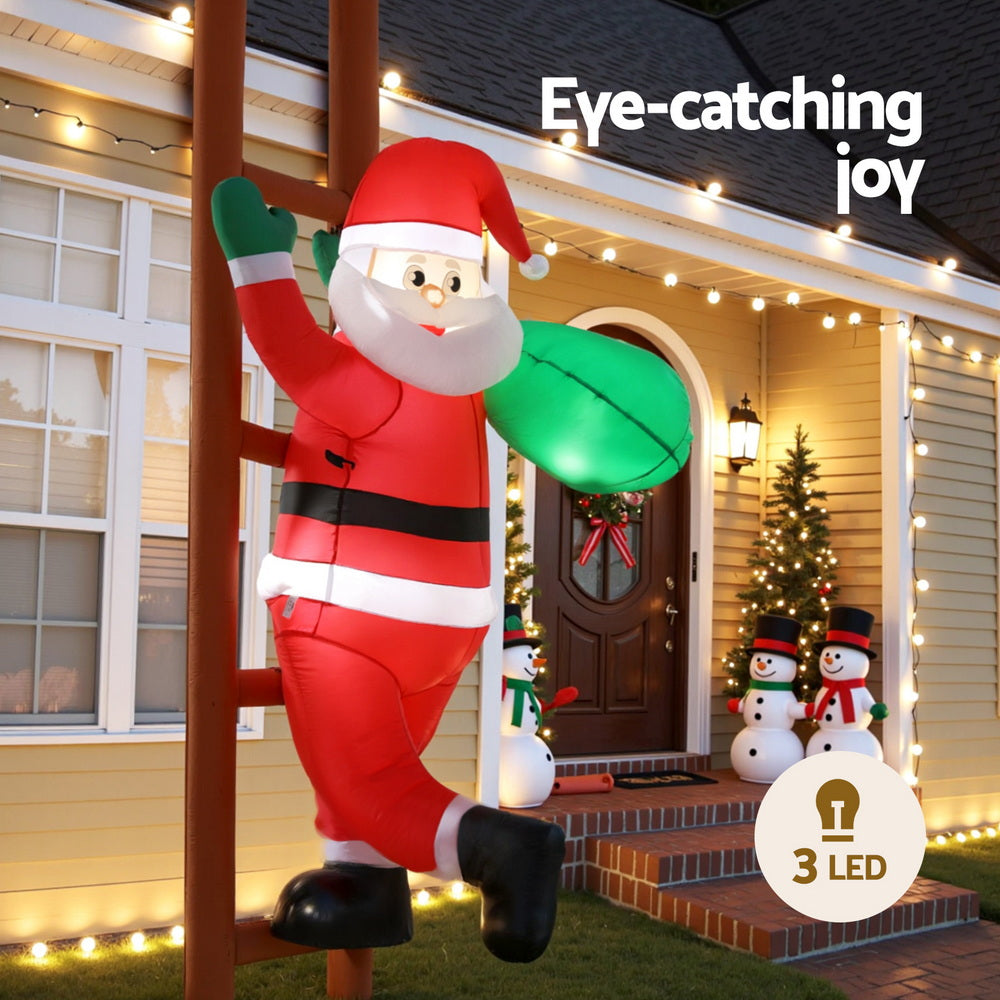 Jingle Jollys Christmas Inflatable Santa Climbing Ladder 2.45M Height LED Decorations Illuminated Occasions > Costumes > Costumes & Accessories Woofy and Whiskers