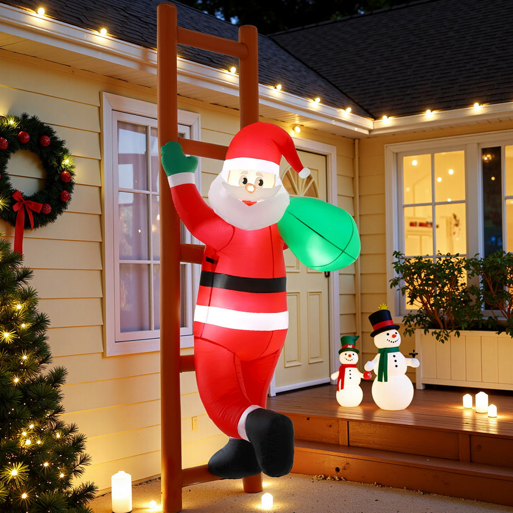 Jingle Jollys Christmas Inflatable Santa Climbing Ladder 2.45M Height LED Decorations Illuminated Occasions > Costumes > Costumes & Accessories Woofy and Whiskers