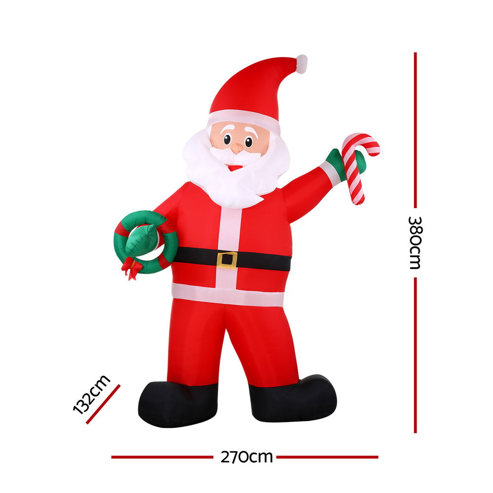 Jingle Jollys Christmas Inflatable Giant Santa 3.8M Height LED Illuminated Decorations Occasions > Costumes > Costumes & Accessories Woofy and Whiskers
