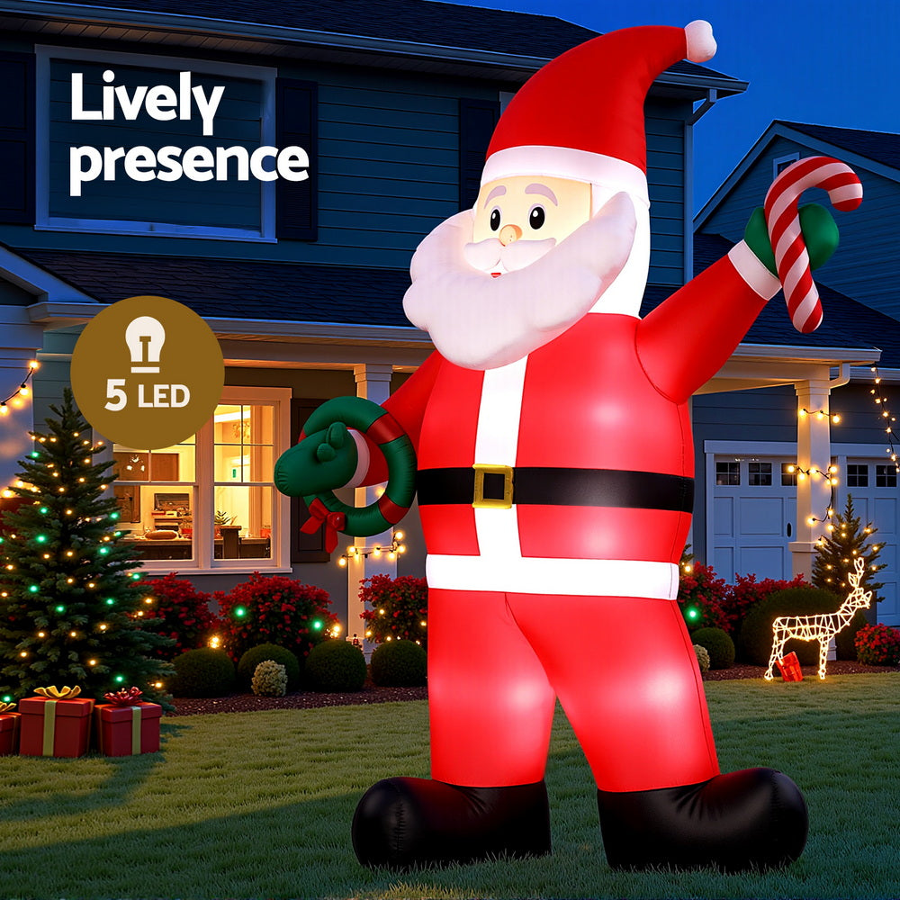 Jingle Jollys Christmas Inflatable Giant Santa 3.8M Height LED Illuminated Decorations Occasions > Costumes > Costumes & Accessories Woofy and Whiskers