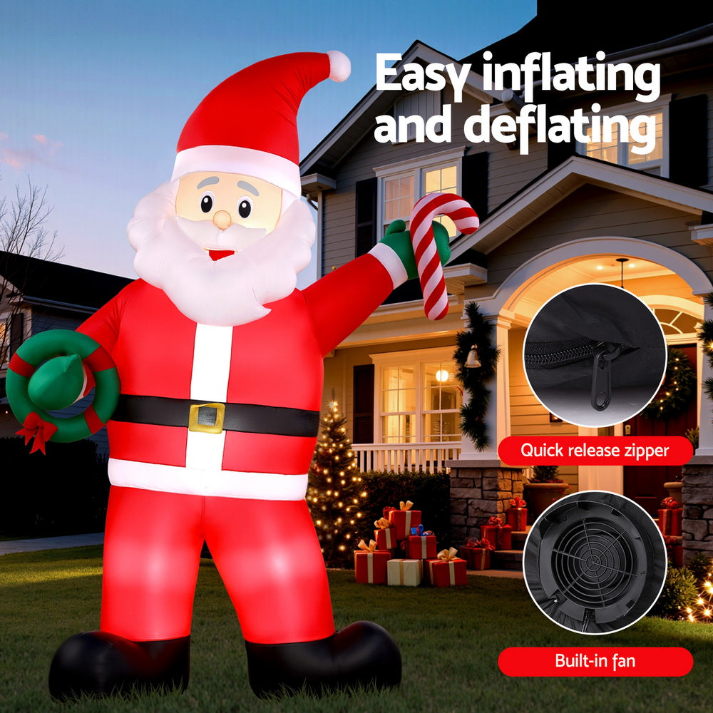 Jingle Jollys Christmas Inflatable Giant Santa 3.8M Height LED Illuminated Decorations Occasions > Costumes > Costumes & Accessories Woofy and Whiskers