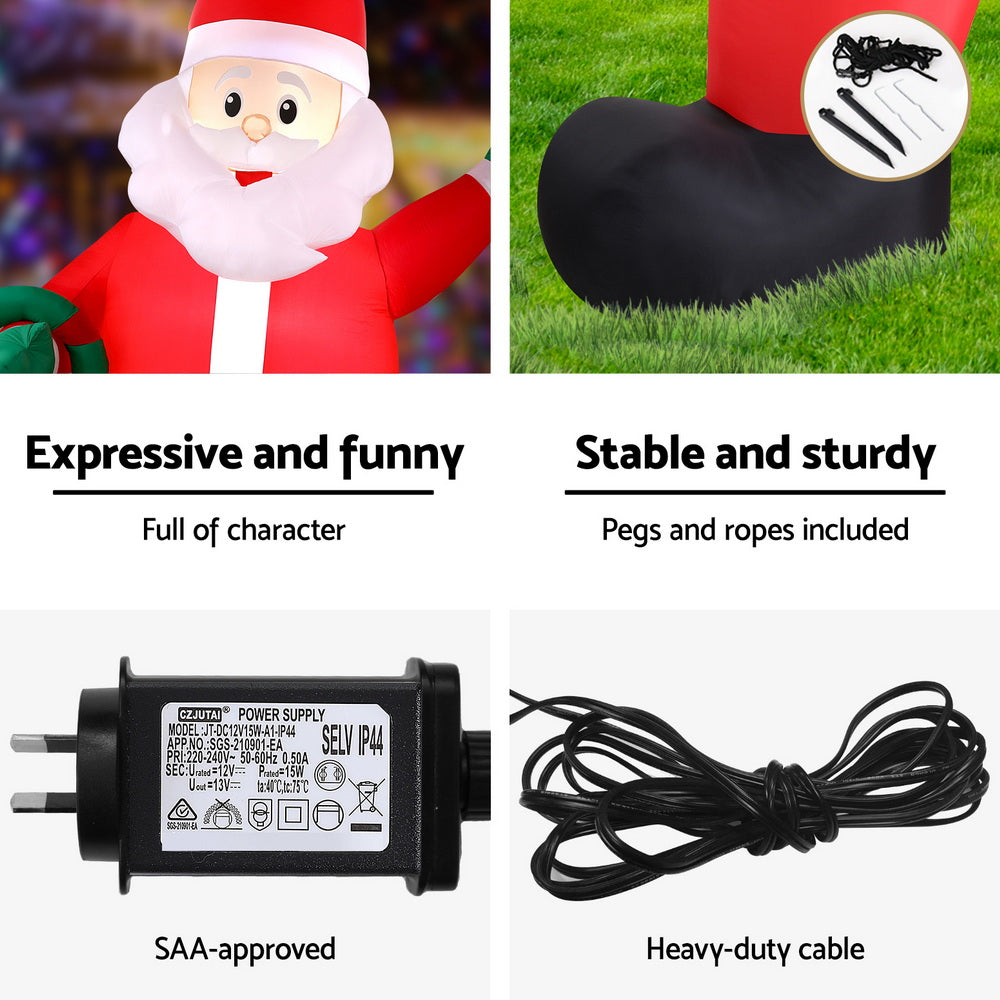 Jingle Jollys Christmas Inflatable Giant Santa 3.8M Height LED Illuminated Decorations Occasions > Costumes > Costumes & Accessories Woofy and Whiskers