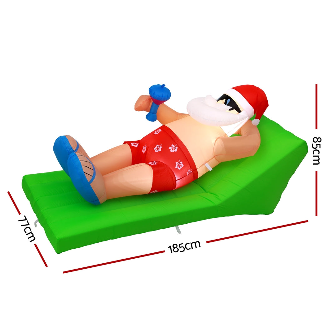 Jingle Jollys Christmas Inflatable Santa Bench 1.8M LED Illuminated Decorations Occasions > Christmas > Christmas Decorations Jingle Jollys