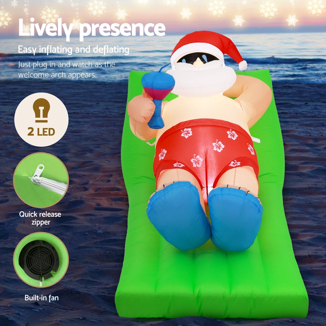 Jingle Jollys Christmas Inflatable Santa Bench 1.8M LED Illuminated Decorations Occasions > Christmas > Christmas Decorations Jingle Jollys