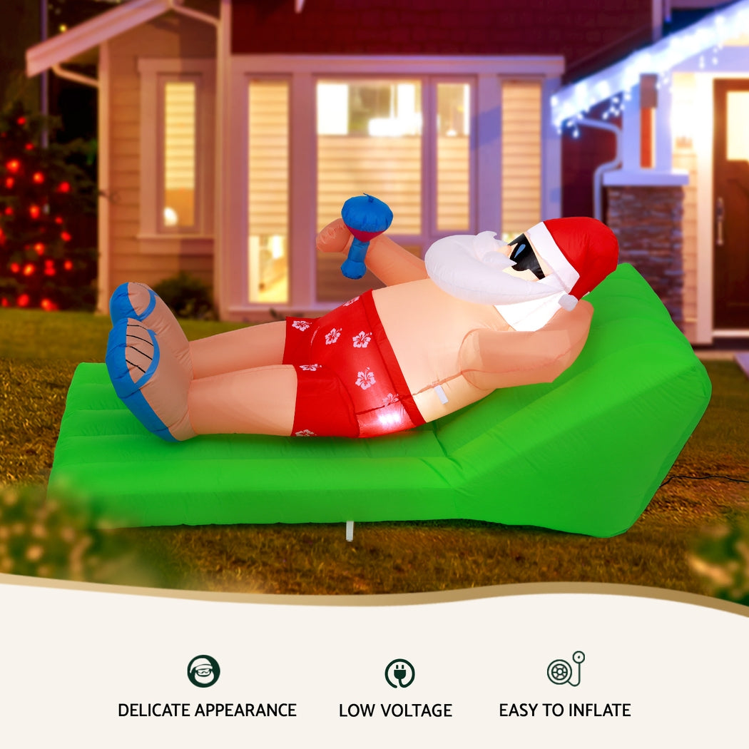 Jingle Jollys Christmas Inflatable Santa Bench 1.8M LED Illuminated Decorations Occasions > Christmas > Christmas Decorations Jingle Jollys