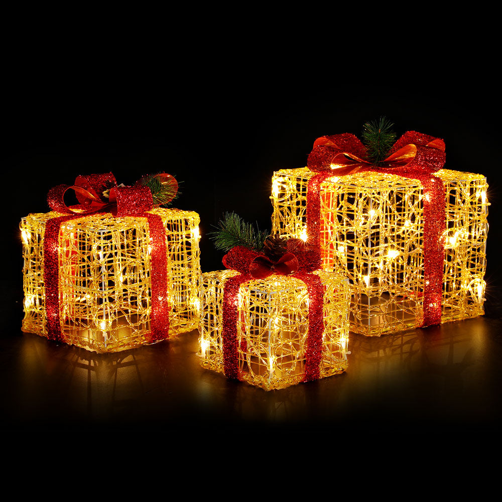 3 PCS Christmas Lights Gift Box Set Set 48 LED Decorations Jingle Jollys Occasions > Christmas > Outdoor Decorations & Lights Woofy and Whiskers