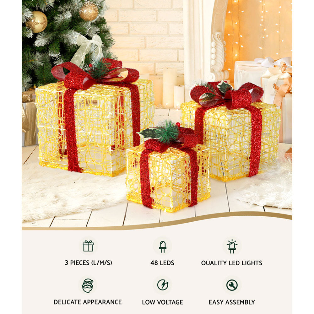 3 PCS Christmas Lights Gift Box Set Set 48 LED Decorations Jingle Jollys Occasions > Christmas > Outdoor Decorations & Lights Woofy and Whiskers