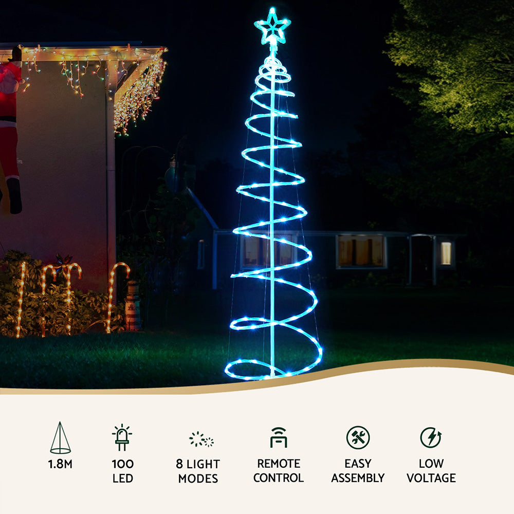 Jingle Jollys Christmas Tree 1.8m 100 RGB LED Rope Lights Xmas Trees Decoration Occasions > Christmas > Outdoor Decorations & Lights Woofy and Whiskers
