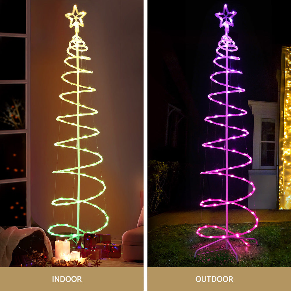 Jingle Jollys Christmas Tree 1.8m 100 RGB LED Rope Lights Xmas Trees Decoration Occasions > Christmas > Outdoor Decorations & Lights Woofy and Whiskers