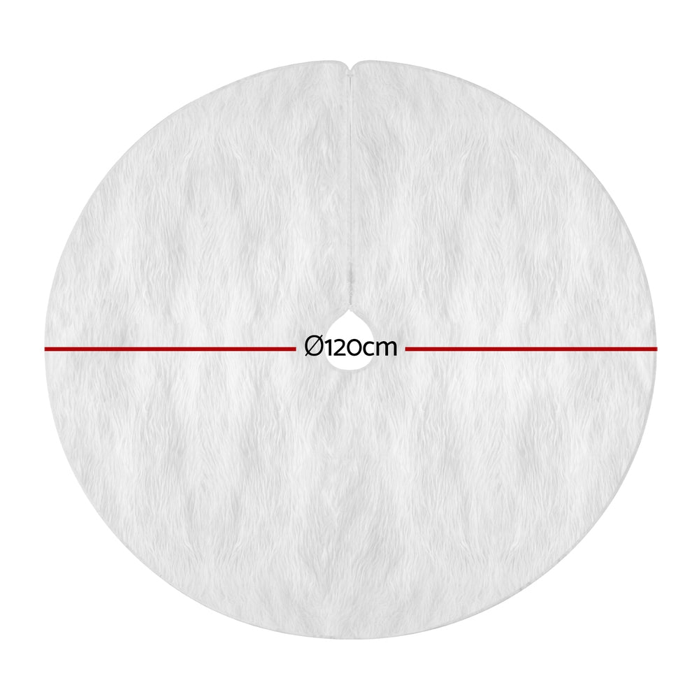 Jingle Jollys Christmas Tree Skirt 120cm Plush Xmas Fluffy Ornaments Decor White Occasions > Christmas > Christmas Trees Woofy and Whiskers