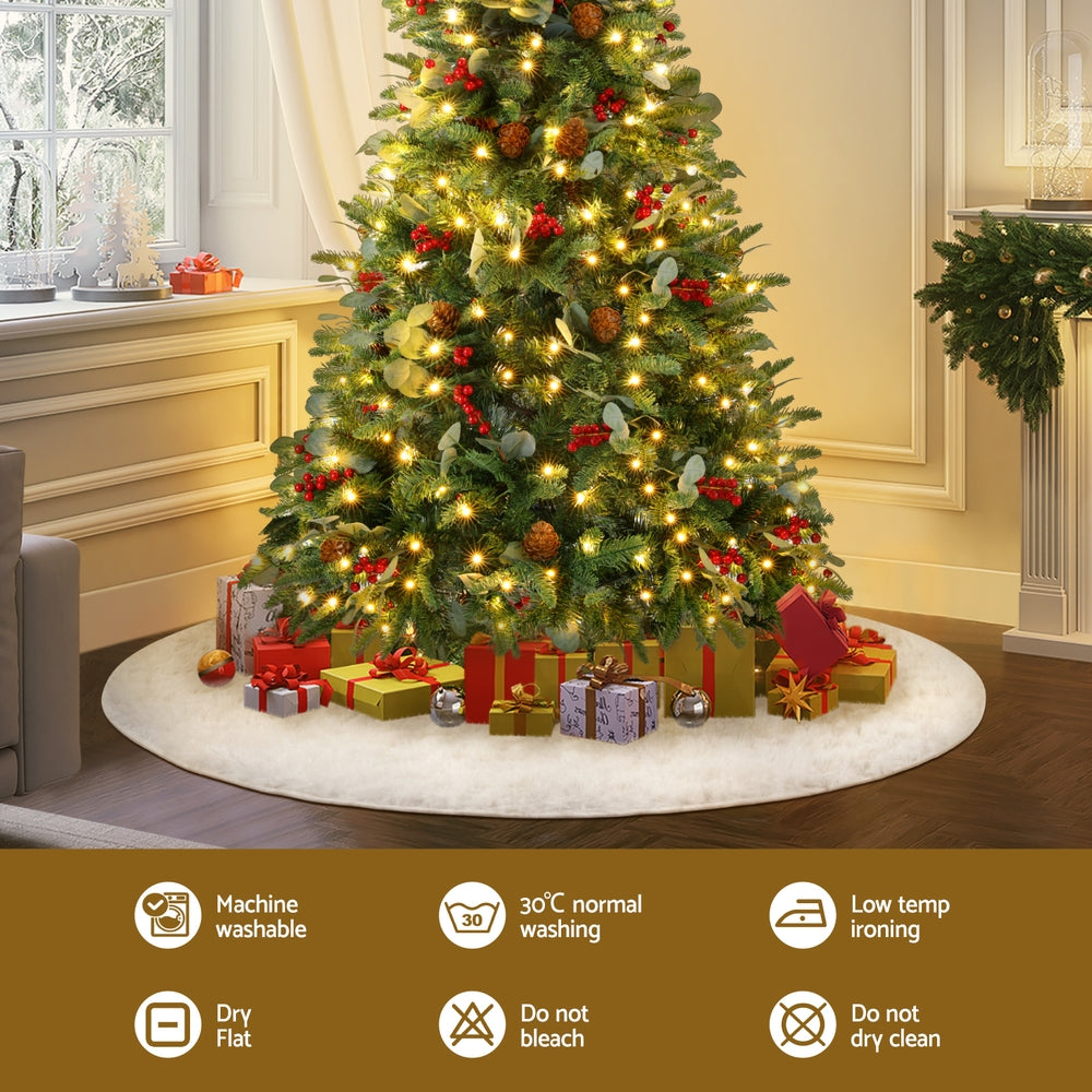 Jingle Jollys Christmas Tree Skirt 120cm Plush Xmas Fluffy Ornaments Decor White Occasions > Christmas > Christmas Trees Woofy and Whiskers