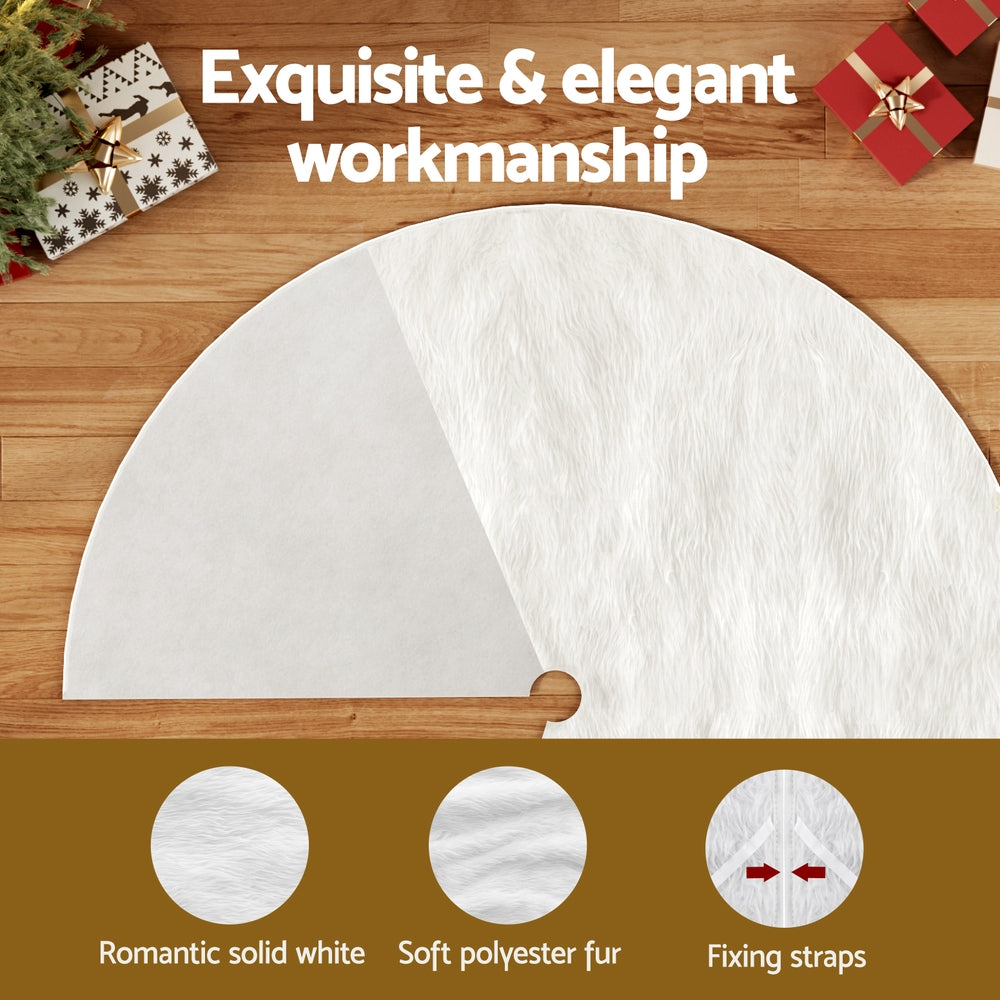 Jingle Jollys Christmas Tree Skirt 120cm Plush Xmas Fluffy Ornaments Decor White Occasions > Christmas > Christmas Trees Woofy and Whiskers