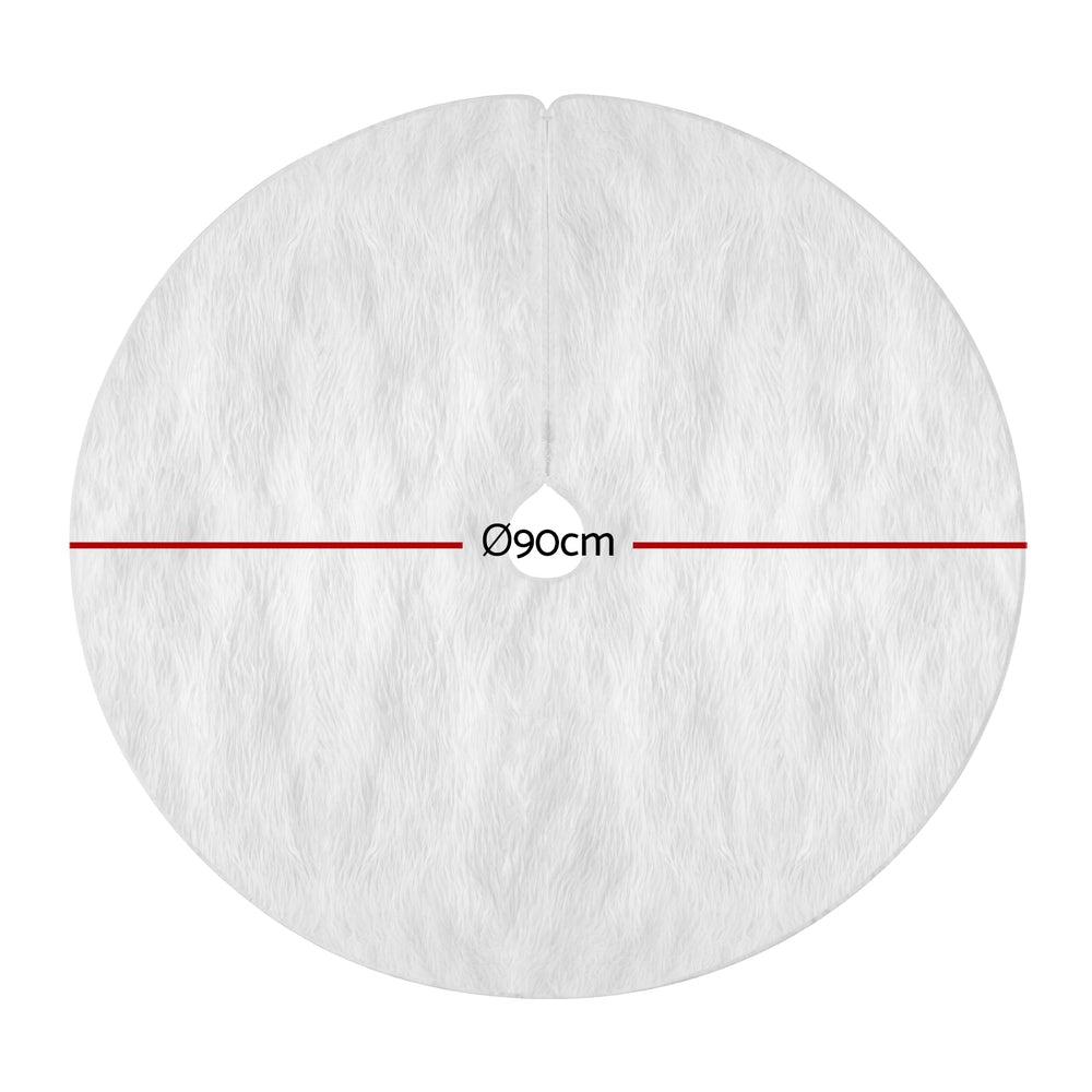 Jingle Jollys Christmas Tree Skirt 90cm Plush Xmas Fluffy Ornaments Decor White Occasions > Christmas > Christmas Trees Woofy and Whiskers