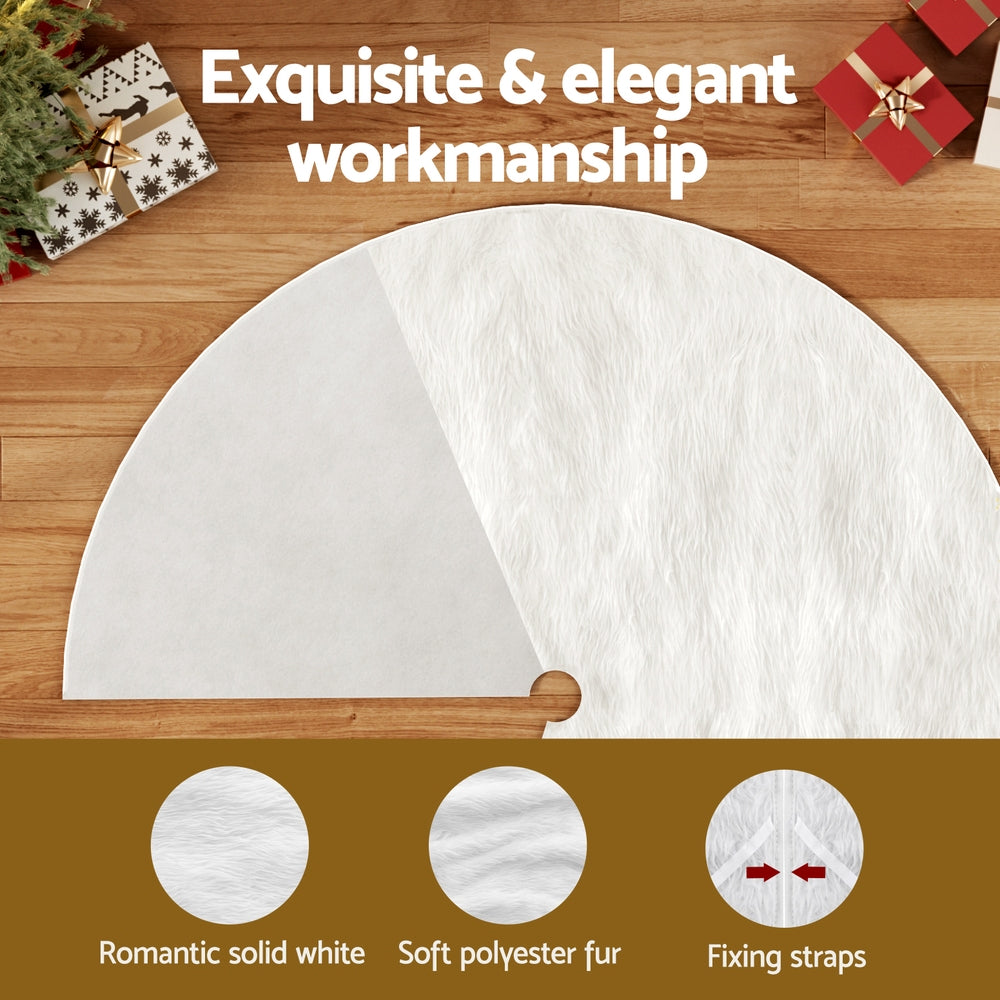 Jingle Jollys Christmas Tree Skirt 90cm Plush Xmas Fluffy Ornaments Decor White Occasions > Christmas > Christmas Trees Woofy and Whiskers