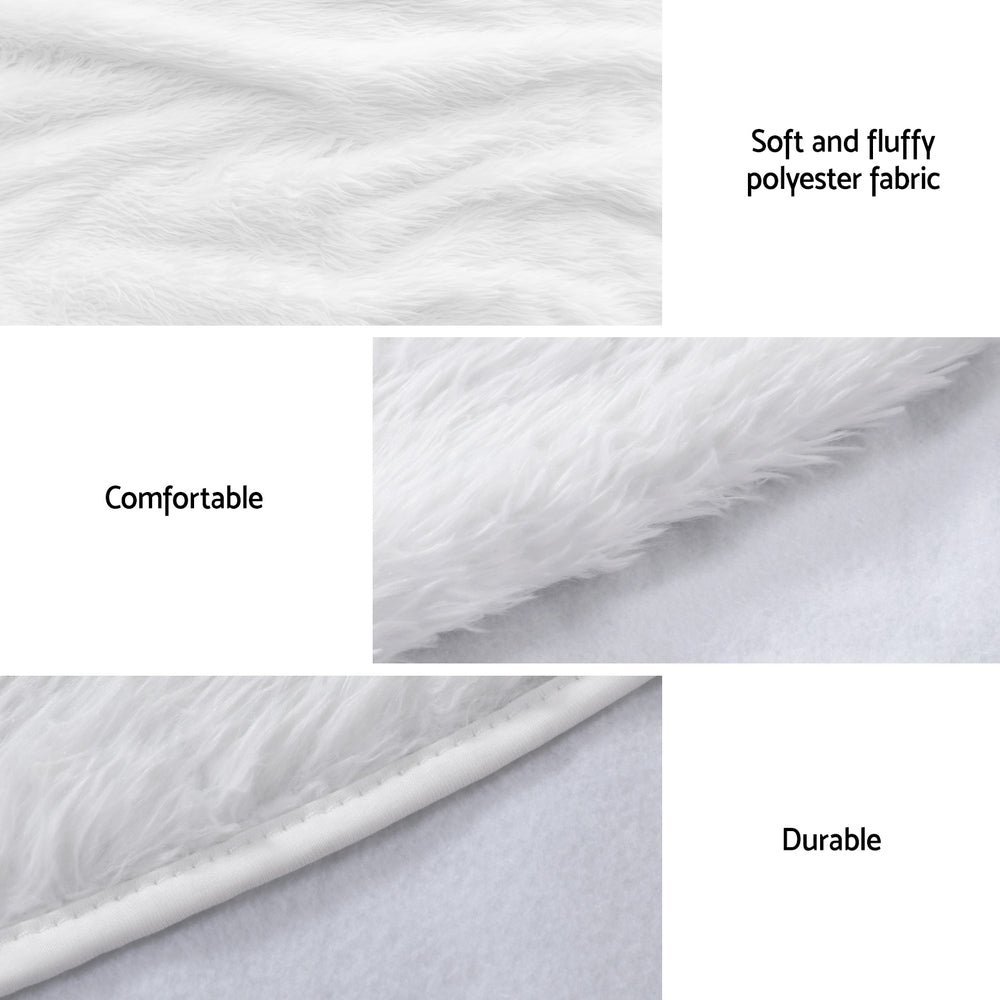 Jingle Jollys Christmas Tree Skirt 90cm Plush Xmas Fluffy Ornaments Decor White Occasions > Christmas > Christmas Trees Woofy and Whiskers