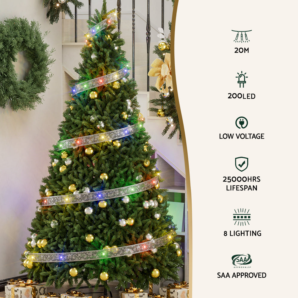 20M Christmas Lights Ribbon Fairy Light 200 LED Colored Jingle Jollys Occasions > Christmas > Outdoor Decorations & Lights Woofy and Whiskers