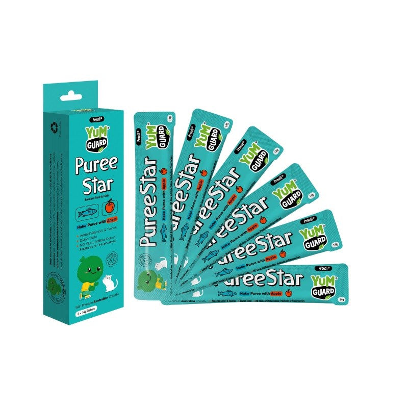 YUMGUARD YumGuard Puree Star Chicken with Cranberry & Blueberry Cat treats proudi Star Hake with Apple