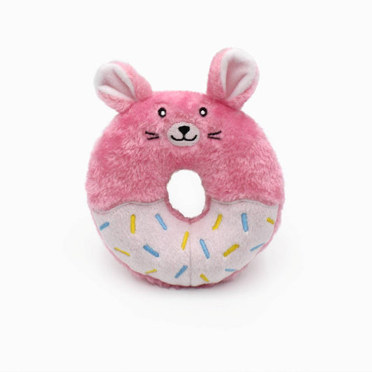 Zippy Paws Donutz Buddies Plush Squeaker Dog Toy - Bunny plush dog toy zippy paws