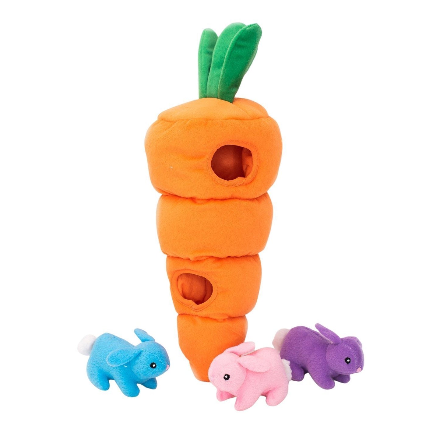 Zippy Paws Interactive Burrow Plush Dog Toy - Easter Egg and Friends interactive dog toy zippy paws Easter Carrot