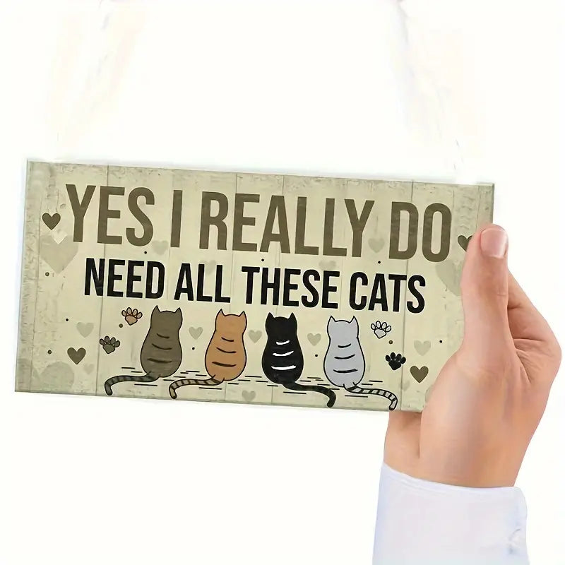 Charming Cat Lover's Wooden Sign - Perfect for Bedroom & Home Decor tin sign J26743