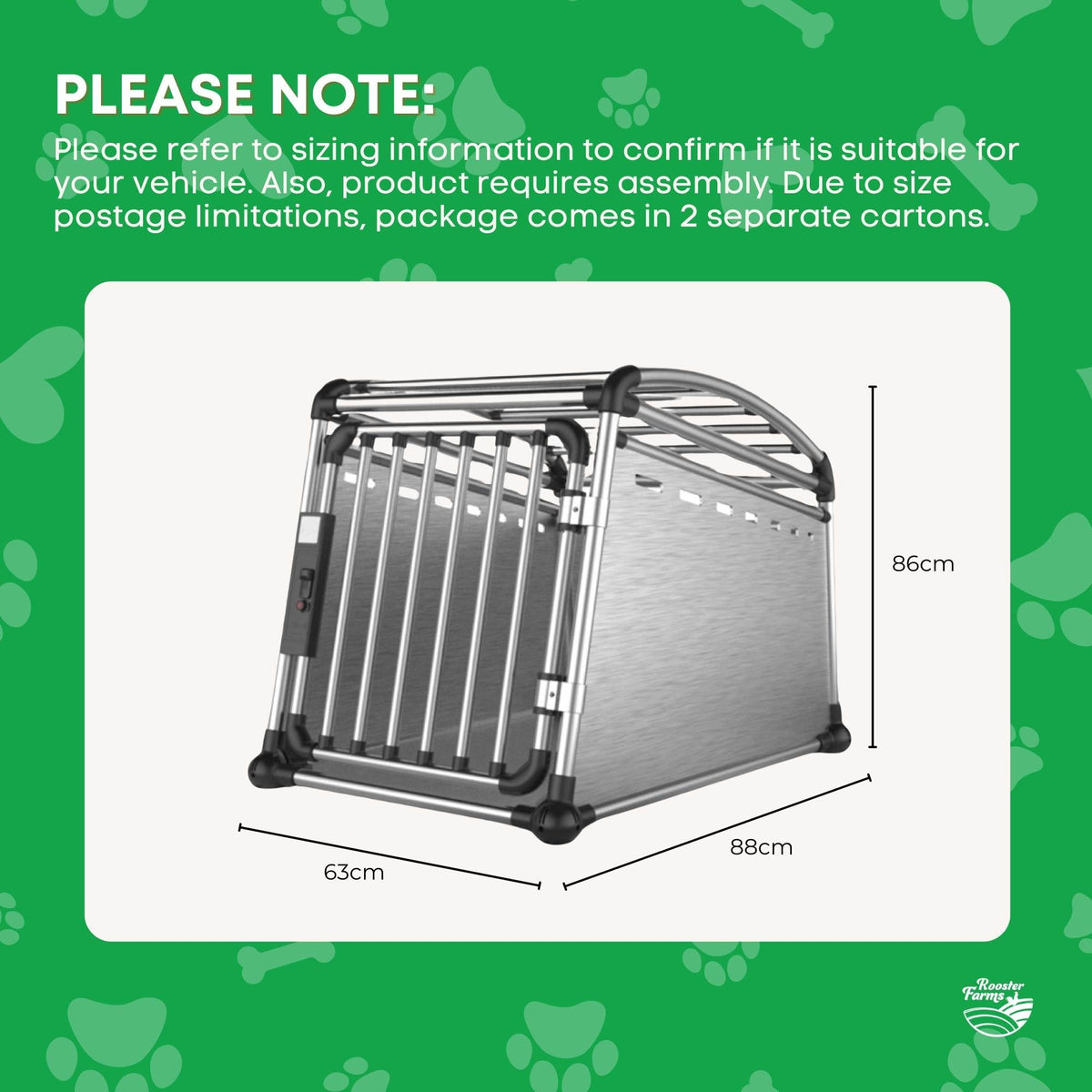 Aluminium Dog Travel Crate 63x68x88cm - Large Pet Car Transport Cage Kennel Box Pet Care > Cat Supplies > Cat Carriers & Crates Woofy and Whiskers