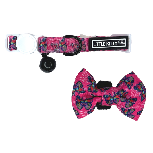 CAT COLLAR & BOW TIE: Flutterly Fab Little Kitty Co. XS