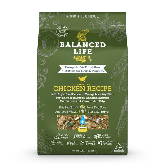 Balanced Life Air Dried Dog Food - Chicken 1kg Non-prescription Dog Food Balanced Life 1KG