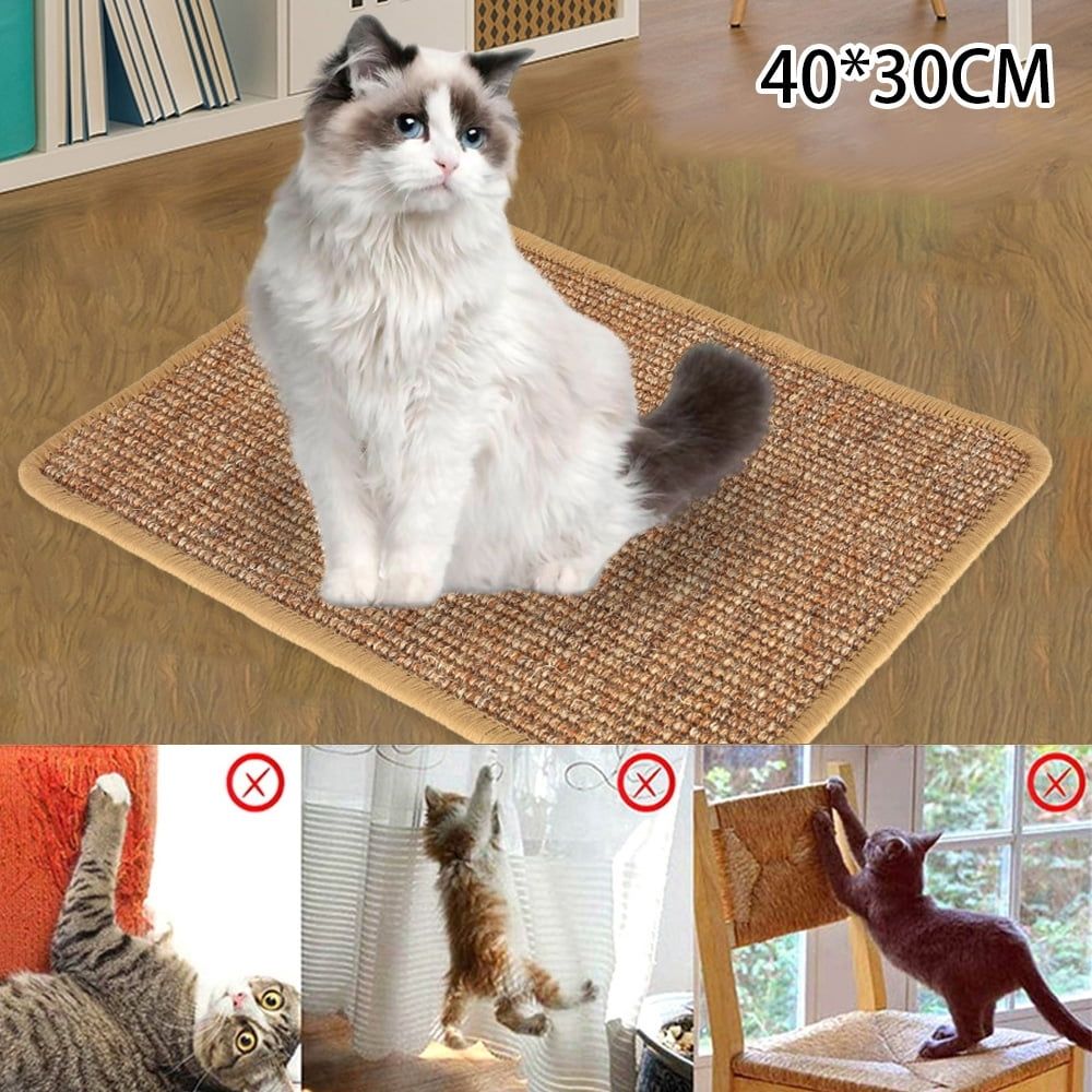 Cat Scratcher Mat, 15.6 X 11.7 Inch Natural Sisal Cat Scratch Mat Auto Accessories > Auto Accessories Others > Automotive Decor Woofy and Whiskers