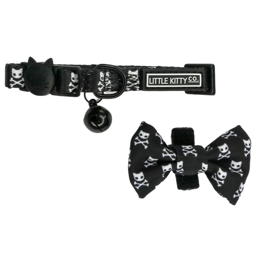 CAT COLLAR & BOW TIE: Baddest of them All Little Kitty Co. XS