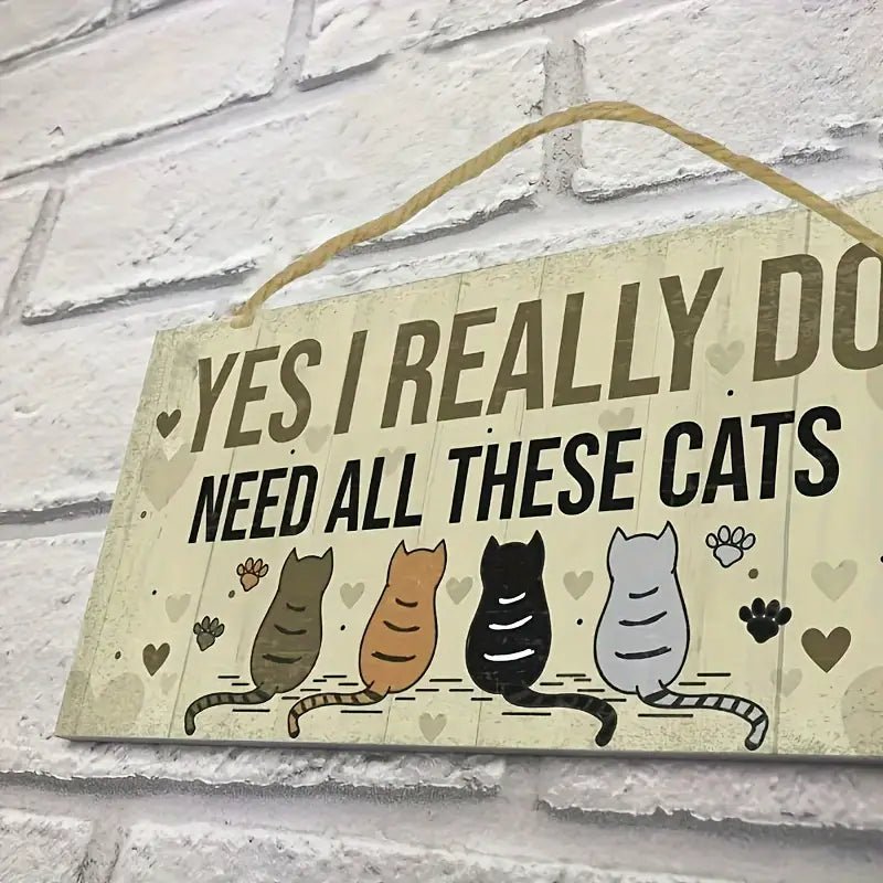 Charming Cat Lover's Wooden Sign - Perfect for Bedroom & Home Decor tin sign J26743