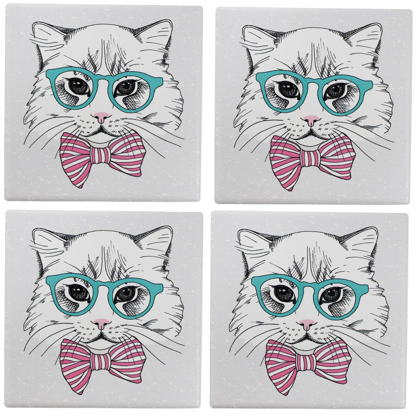 Coasters S/4 SophistiCATed Woofy and Whiskers
