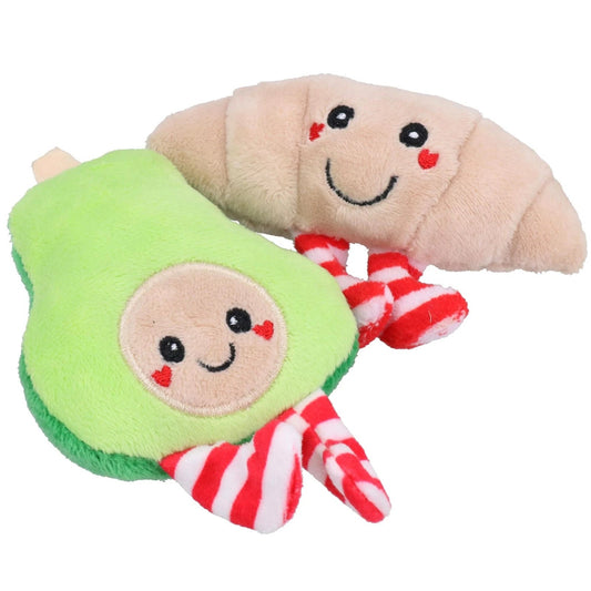 Cupid and comet, avocado and croissant festive cat toy set Woofy and Whiskers