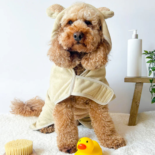 Cocopup London – Teddy Drying Robe Woofy and Whiskers Extra small (XS)