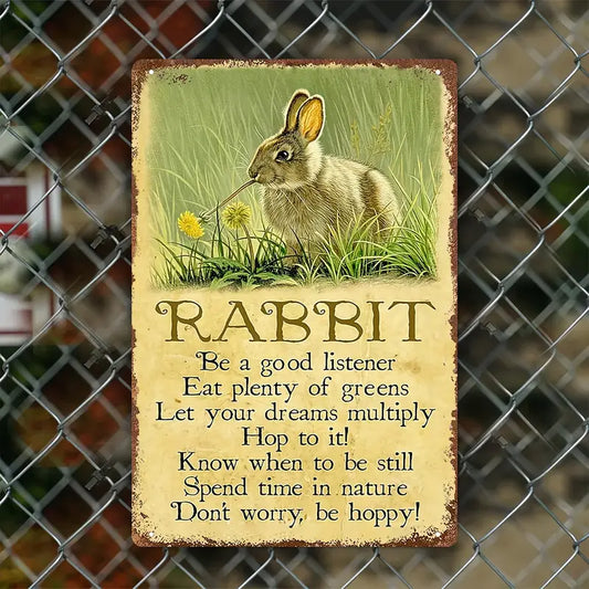 Art rabbit quote metal sign aluminum poster frame home decor love you happiness