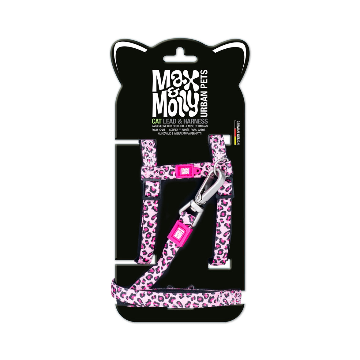 Max and Molly Cat Harness leash Set - Little Monster1 Size cat harness Max & Molly Urban Pets Leopard Pink
