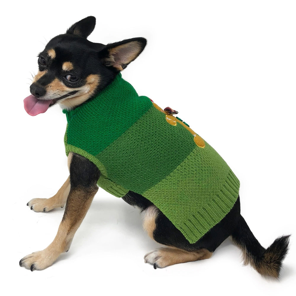Gingerbread Man Dog Sweater Woofy and Whiskers