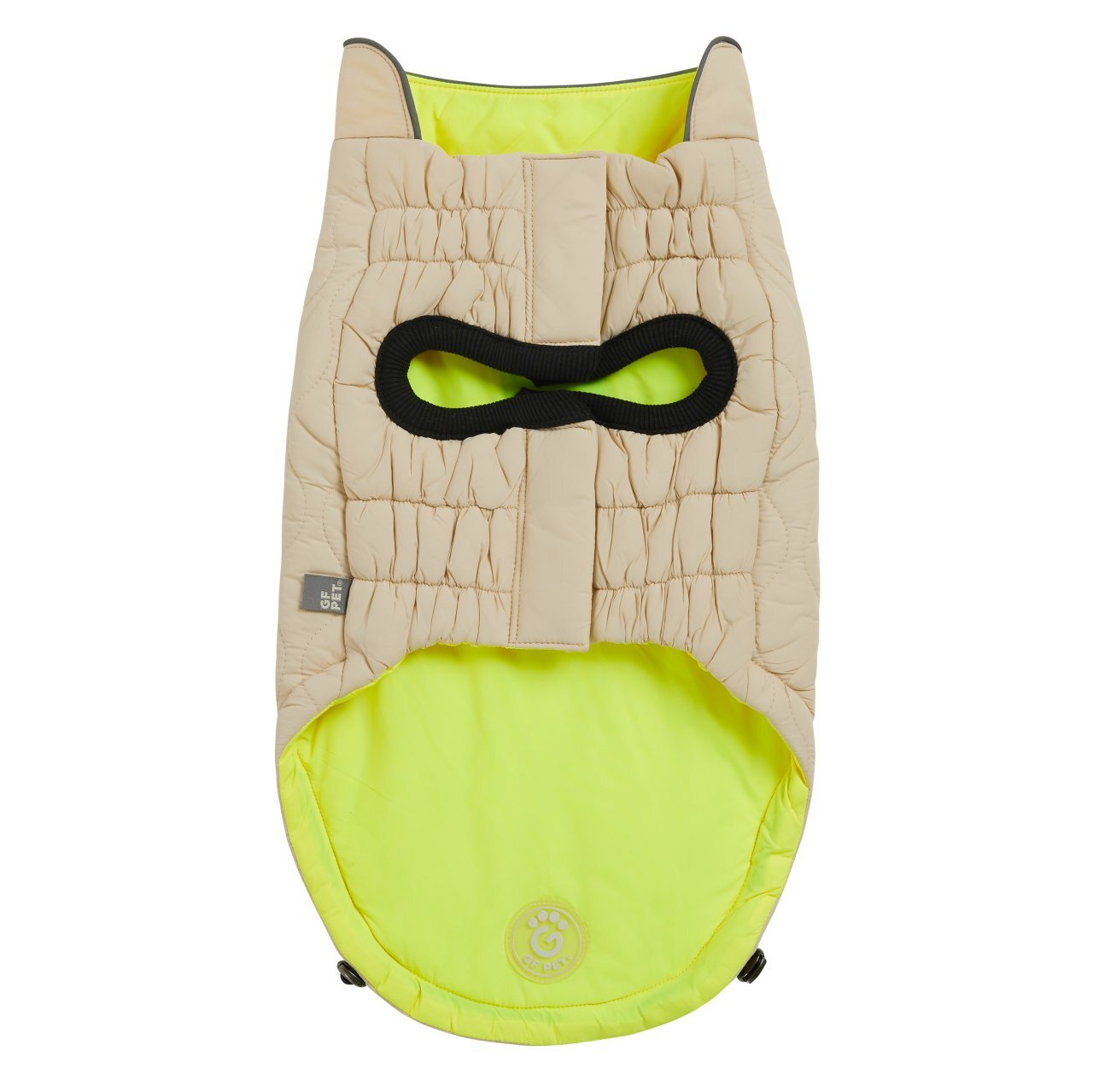 GF Pet Elasto-Fit Reversible Chalet Dog Jacket in Sand/Lime Dog Apparel GF Pet
