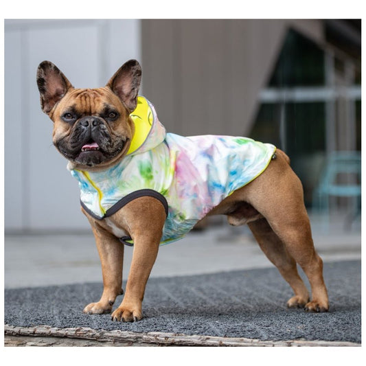 GF Pet Reversible Elasto-Fit Dog Raincoat in Neon Yellow/Soft Tie Dye Dog Apparel GF Pet Extra small (XS) Yellow