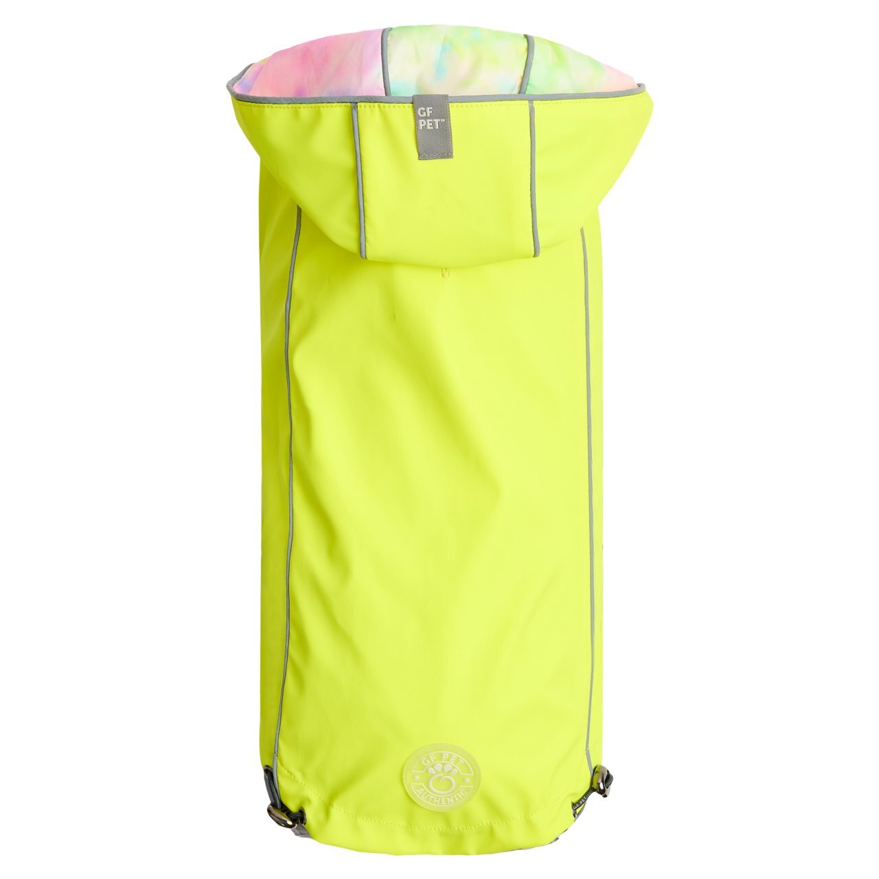 GF Pet Reversible Elasto-Fit Dog Raincoat in Neon Yellow/Soft Tie Dye Dog Apparel GF Pet