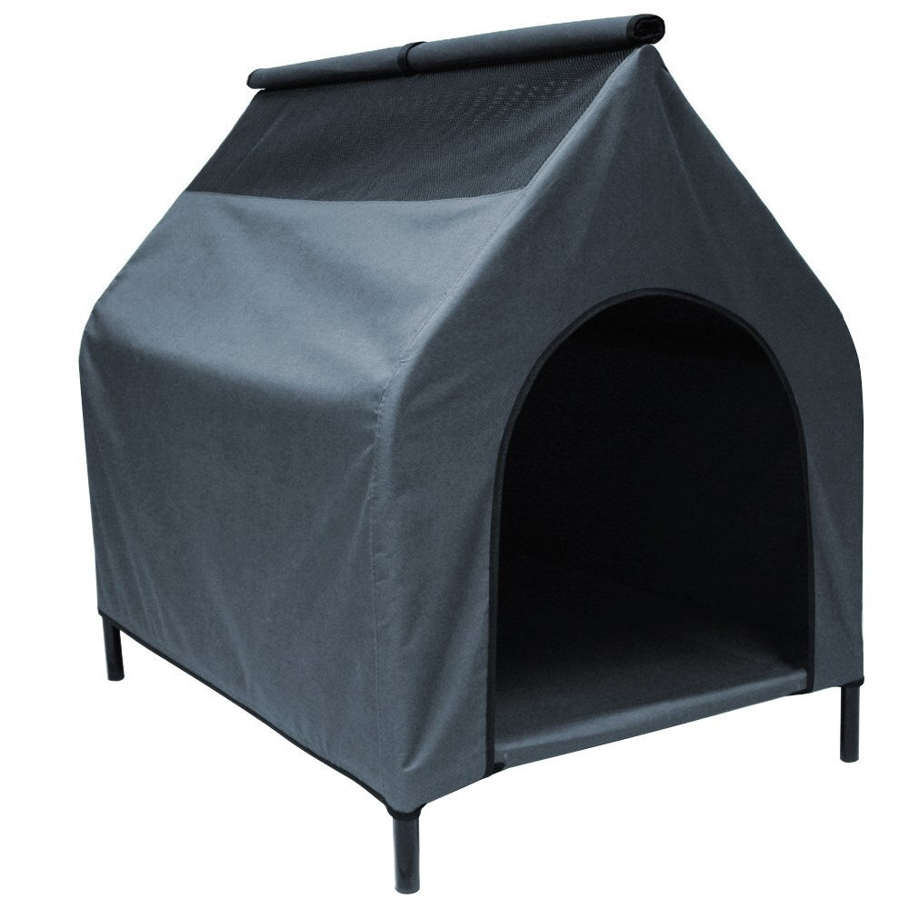 Grey XL Waterproof Portable Flea and Mite Resistant Dog Kennel House Nest Outdoor Indoor Wooden Dog Kennel Woofy and Whiskers
