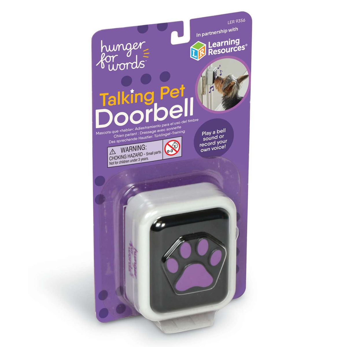 Hunger For Words Talking Pet Doorbell - Perfect when there's no doggy door! interactive dog doorbell Hunger for words