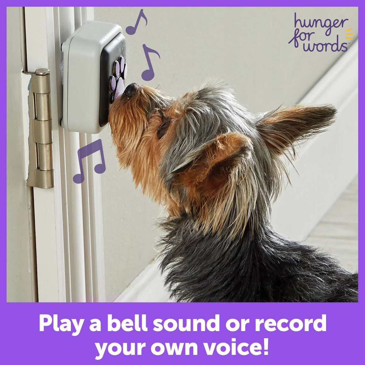 Hunger For Words Talking Pet Doorbell - Perfect when there's no doggy door! interactive dog doorbell Hunger for words