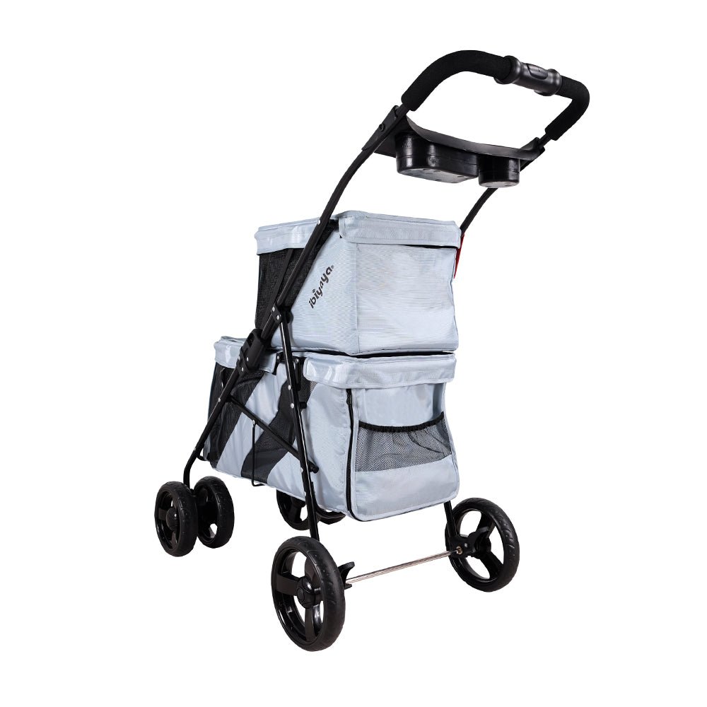 Ibiyaya Double Decker Pet Stroller for Multiple Pets - Silver Gray