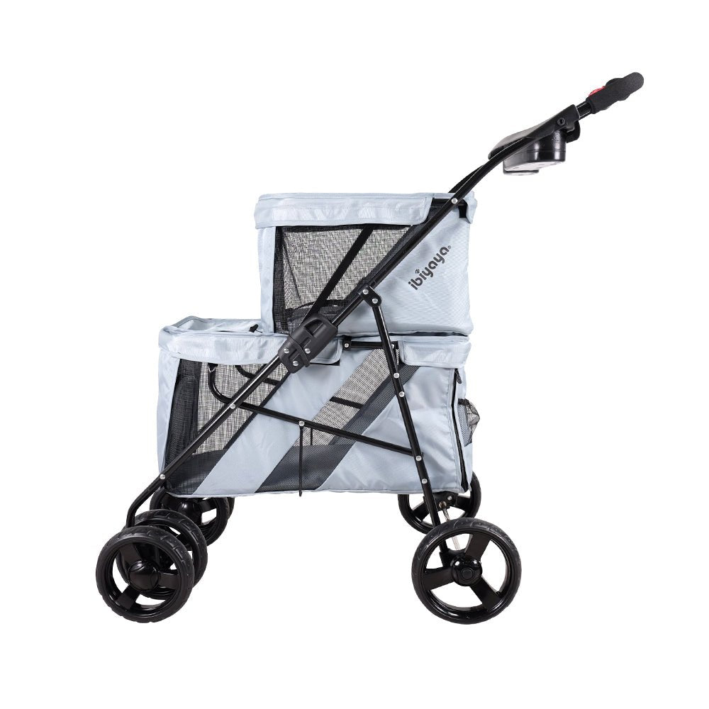 Ibiyaya Double Decker Pet Stroller – Silver Gray pet stroller Ibiyaya Silver Grey