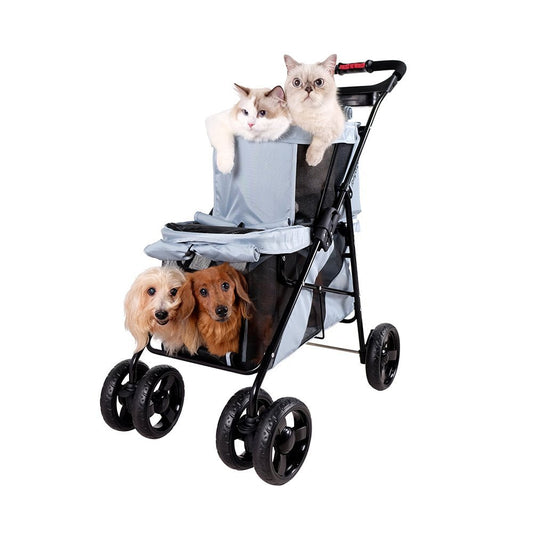 Ibiyaya Double Decker Pet Stroller – Silver Gray - Backorder) pet stroller Ibiyaya
