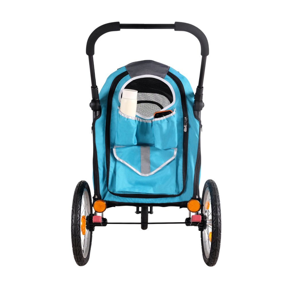 Ibiyaya Happy Pet Trailer & Jogger with Bicycle Attachment 2.0 – Blue Stroller Ibiyaya