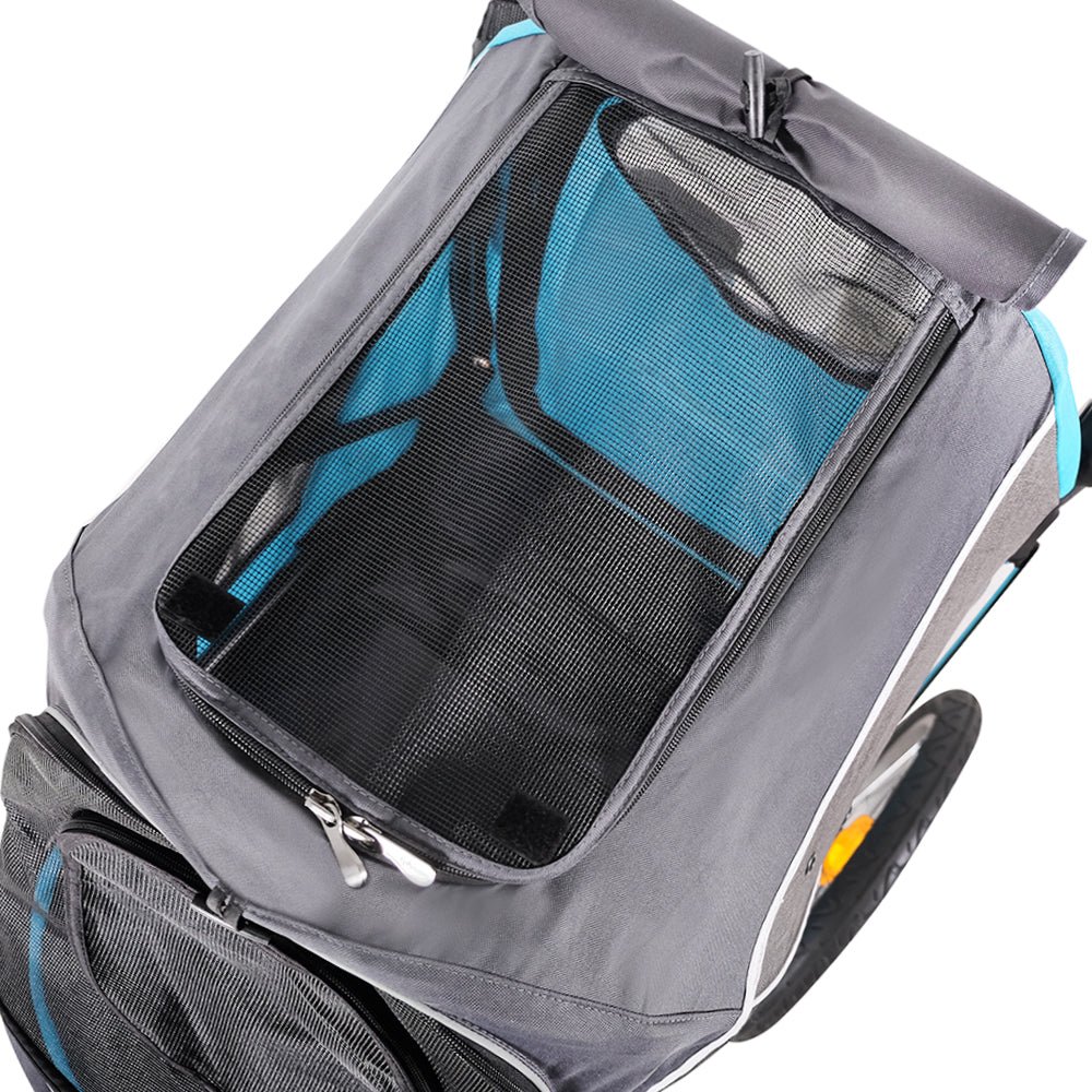 Ibiyaya Happy Pet Trailer & Jogger with Bicycle Attachment 2.0 – Blue Stroller Ibiyaya