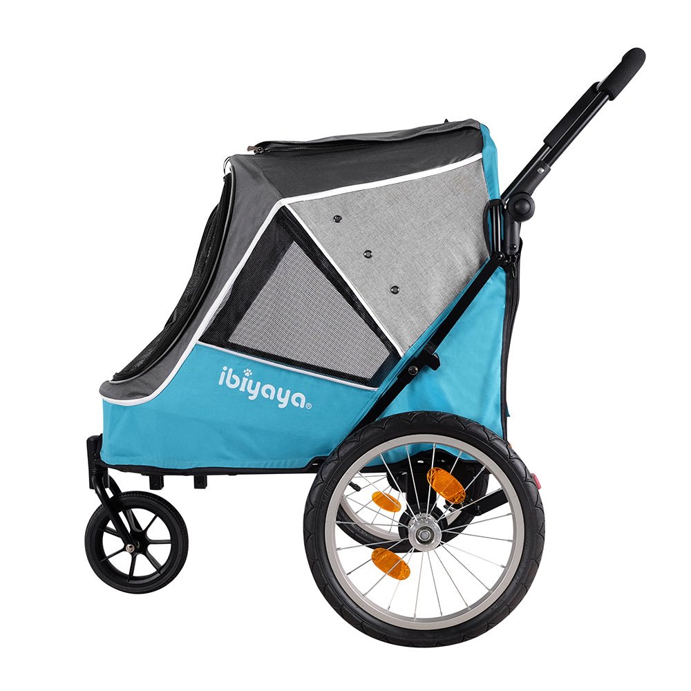 Ibiyaya Happy Pet Trailer & Jogger with Bicycle Attachment 2.0 – Blue Stroller Ibiyaya